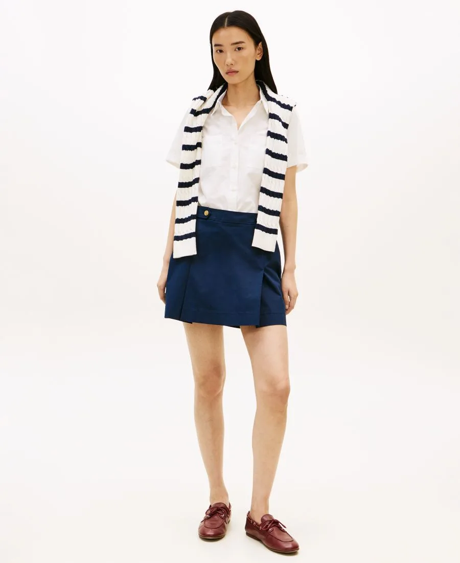 Классическая женская рубашка с коротким рукавом из поплина Tommy Hilfiger, экрю — фото 2