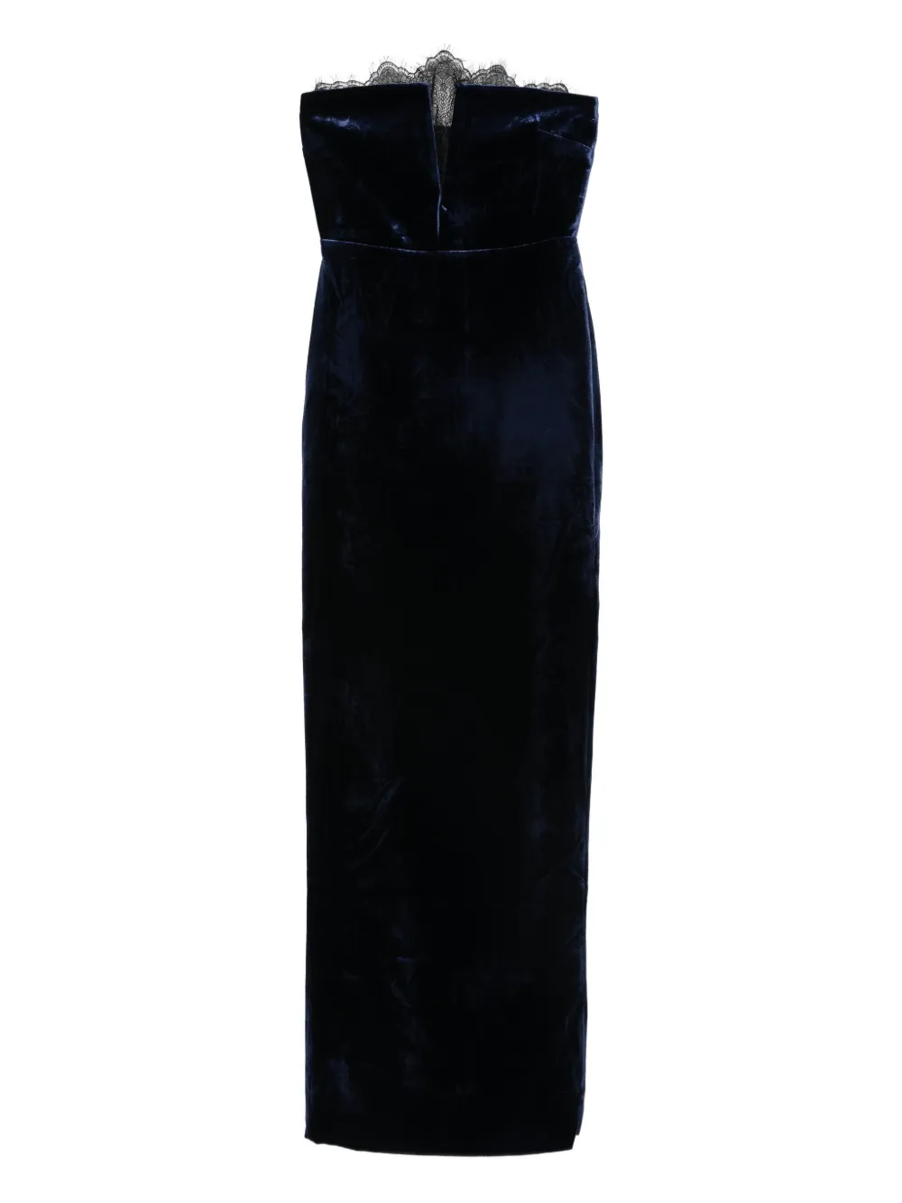 

Бархатное платье с кружевной отделкой Roland Mouret, синий