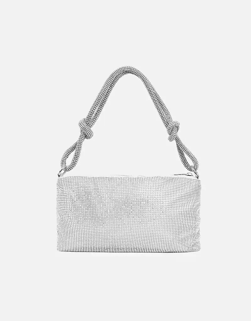 

Сумка через плечо Simmi London Talia со стразами, серебристого цвета