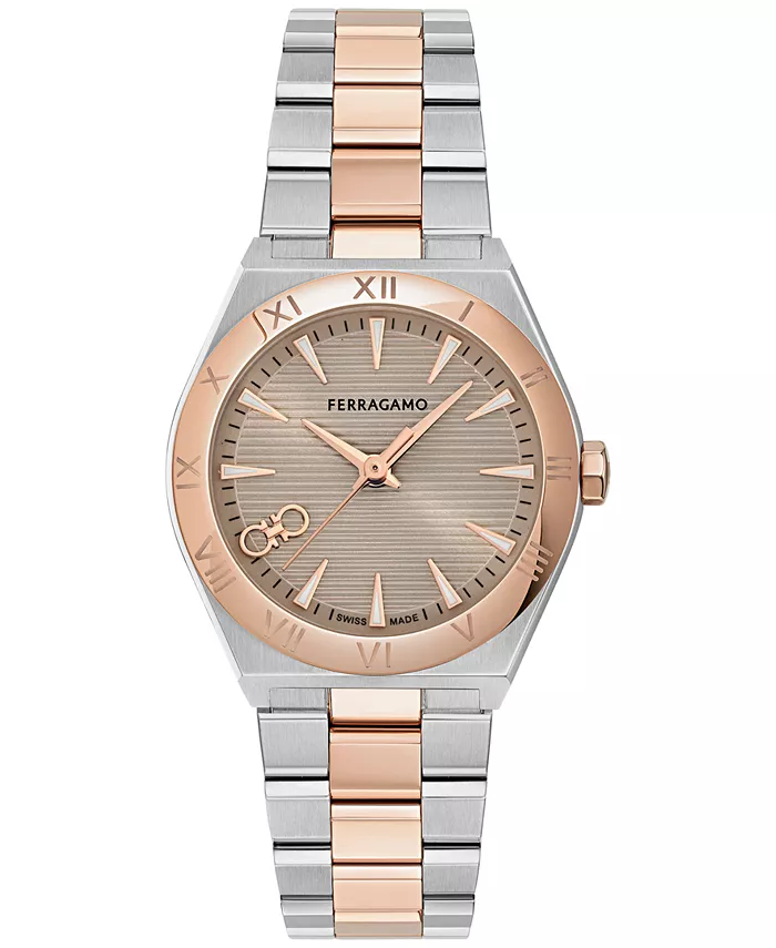 

Женские часы Swiss Vega Upper East с двухцветным браслетом из нержавеющей стали, 28 мм Ferragamo