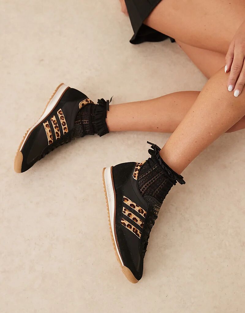 Кроссовки adidas Originals SL 72 OG черного и леопардового цветов