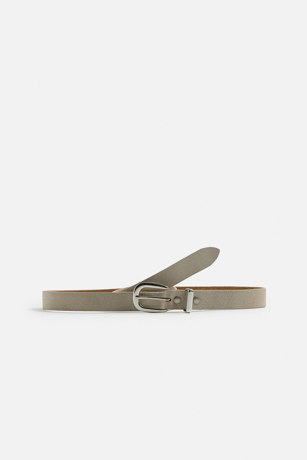 

Кожаный ремень ZARA, экрю
