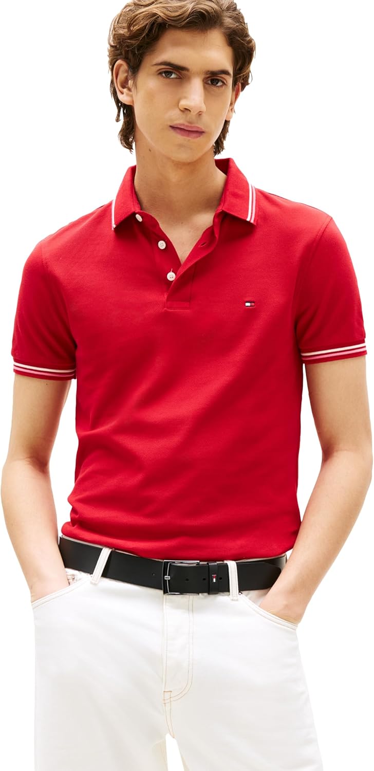 

Мужские поло Tommy Hilfiger с коротким рукавом, повседневные, облегающего кроя, с эластичными манжетами, Medium Red, Красный, Мужские поло Tommy Hilfiger с коротким рукавом, повседневные, облегающего кроя, с эластичными манжетами, Medium Red