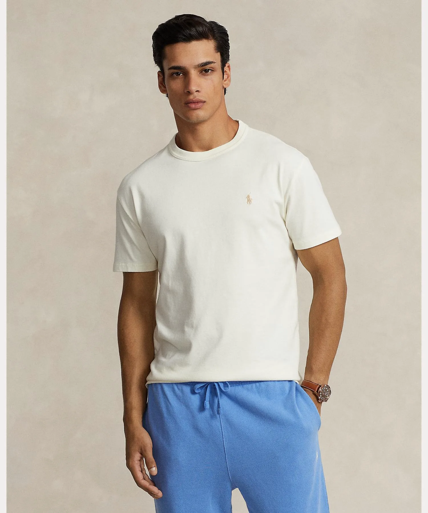 Классическая трикотажная футболка с круглым вырезом Polo Ralph Lauren, 101 Natural