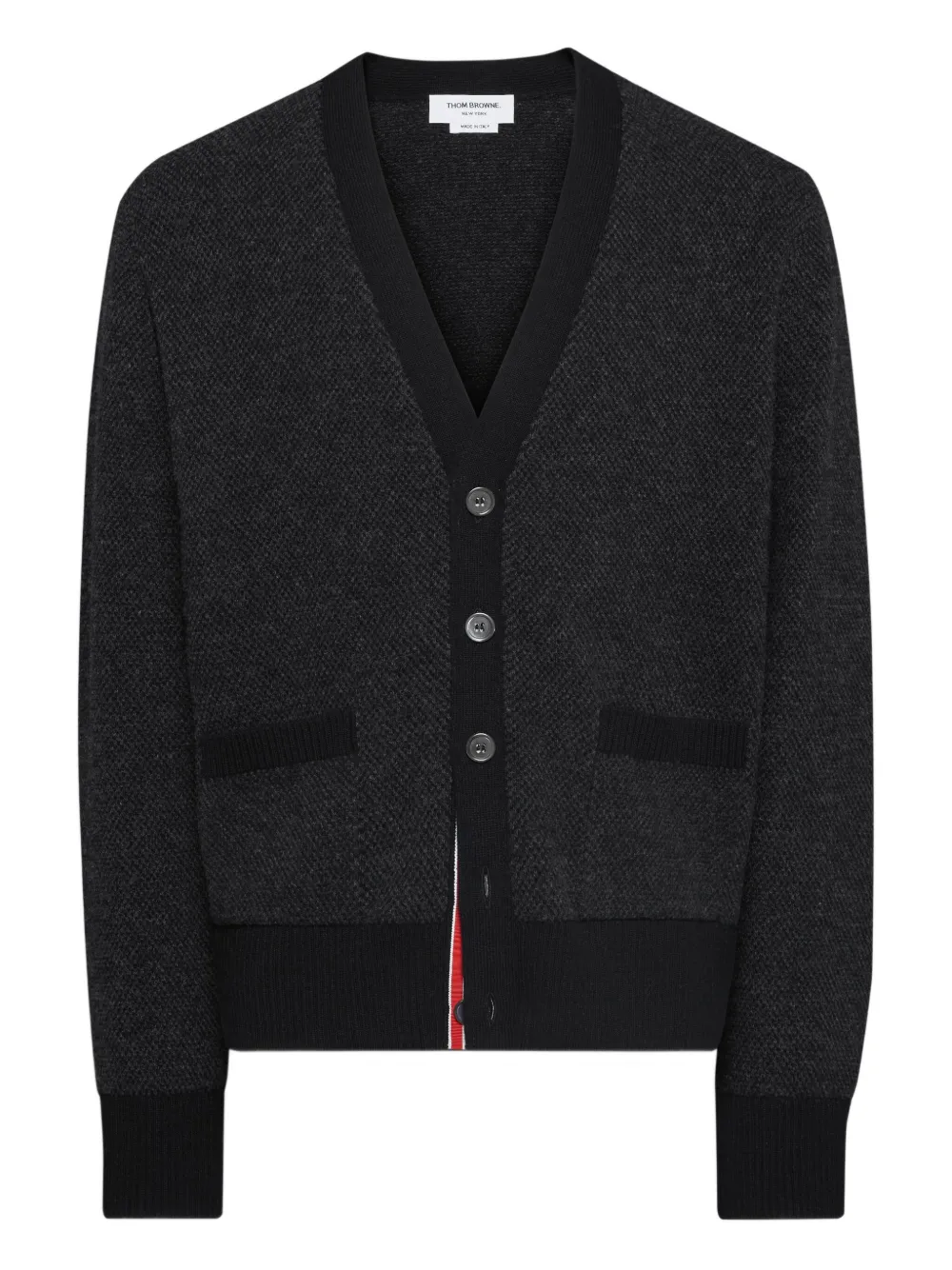 

Кардиган с V-образным вырезом THOM BROWNE, черный