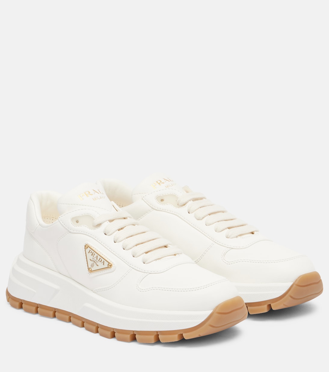 Кожаные кроссовки Prada, Neutral