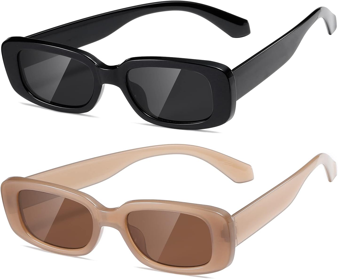 

Солнцезащитные очки Kimorn прямоугольной формы для женщин и мужчин, модные ретро-очки в стиле 90-х, защита от УФ-излучения UV 400, квадратная оправа, K1200, Black Frame Grey Lens+camel Frame Brown Lens