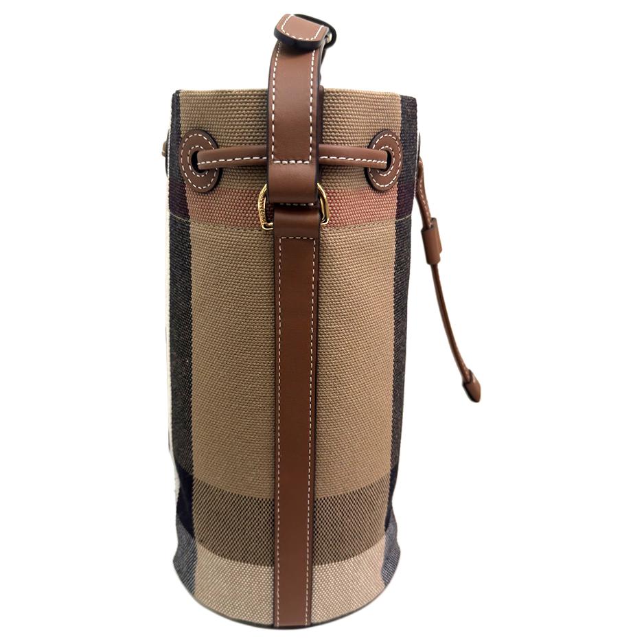 Сумка-ведро Burberry из хлопка и льна с кожаными деталями — фото 3
