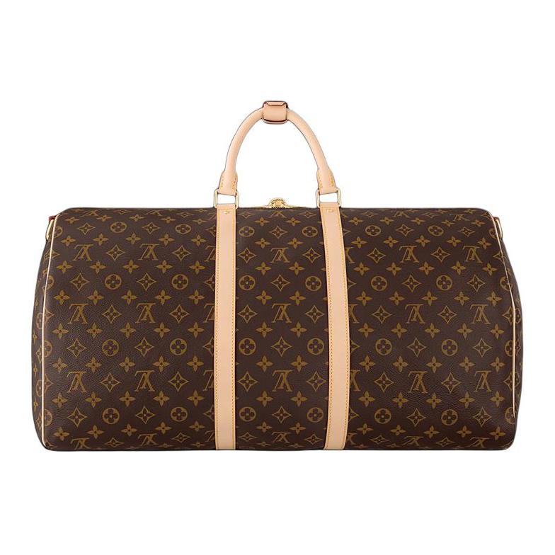 LOUIS VUITTON Keepall Canvas With Leather Travel Bag, Shoulder Bag, Crossbody Bag, Handbag Men's Brown — фото 3