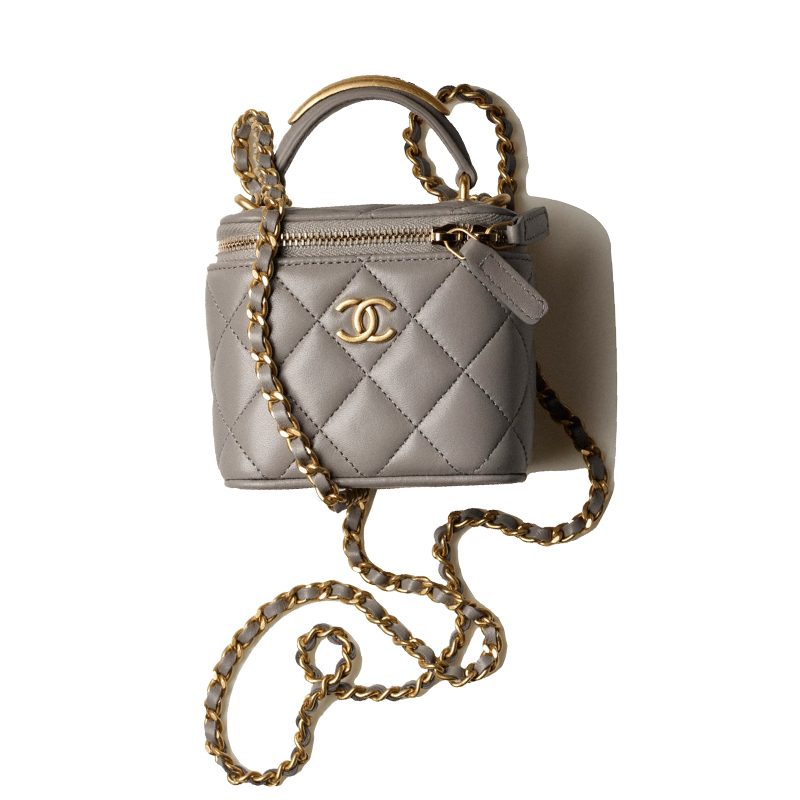 

Сумка через плечо из овчины, кроссбоди, косметичка маленькая женская серая CHANEL, Set (Bag+Dust Bag)