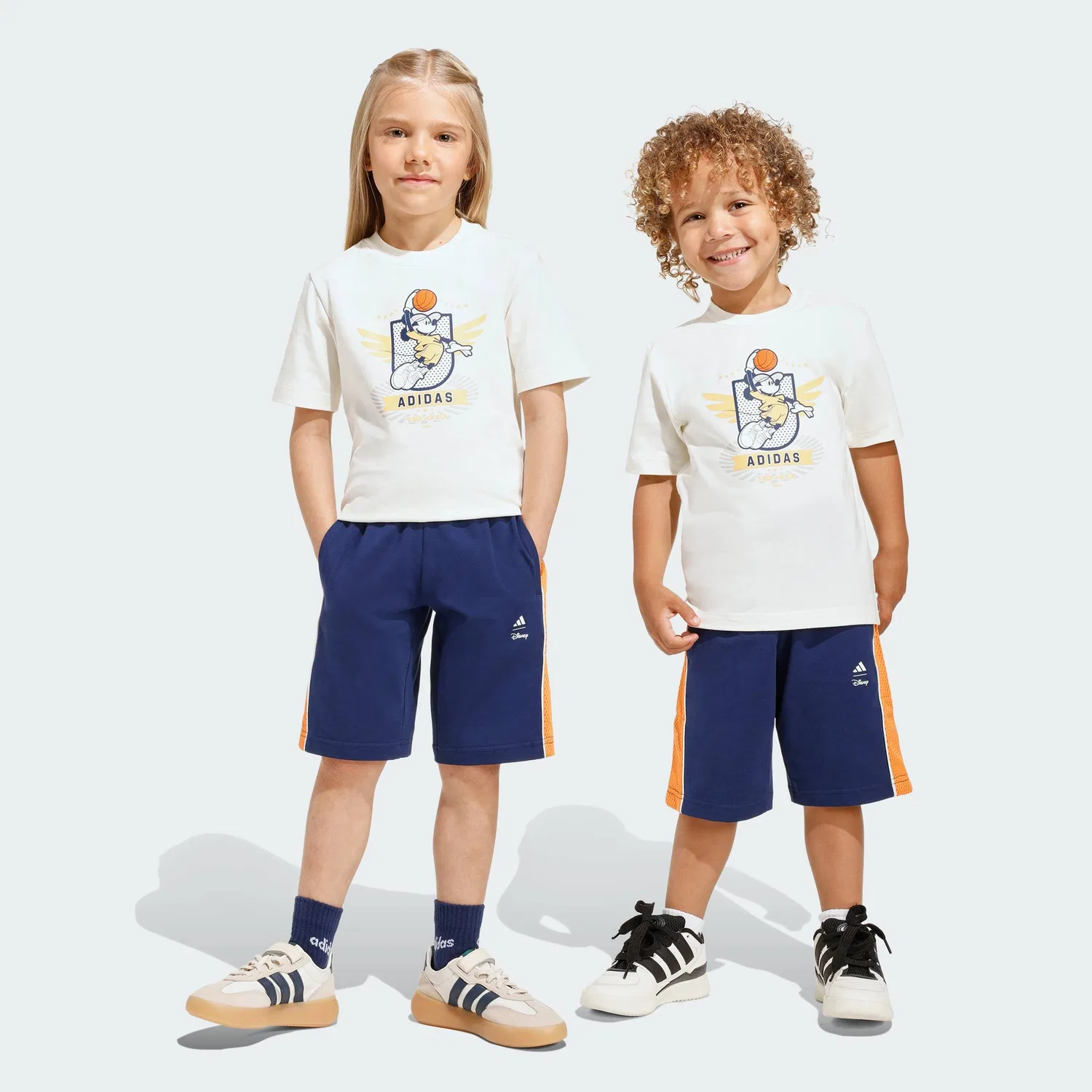 Детский комплект футболка и шорты, Mickey Mouse, Disney x ADIDAS, кремовый/оранжевый — фото 3