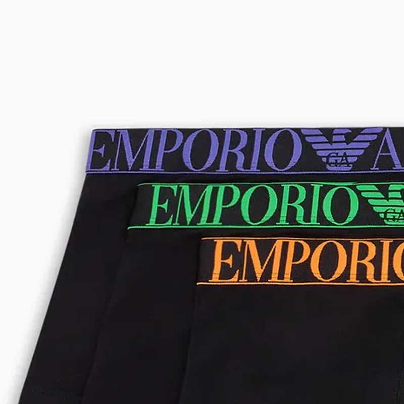 Мужские боксеры EMPORIO ARMANI, 3 шт (фиолетовый+зеленый+оранжевый) — фото 4