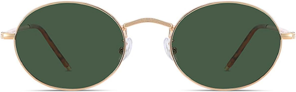 

Женские солнцезащитные очки в овальной оправе в стиле панк, роскошные винтажные металлические очки для вождения, модные солнцезащитные очки UV400 8707 Melrose, Gold Green