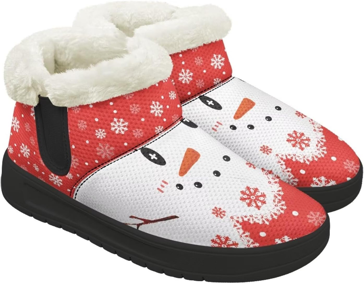 

Зимние ботинки для женщин и мужчин, минималистичные, теплые с мехом, с широким носком, на щиколотку, с легким надеванием, для прогулок и бега Chririnla, Smiling Snowman