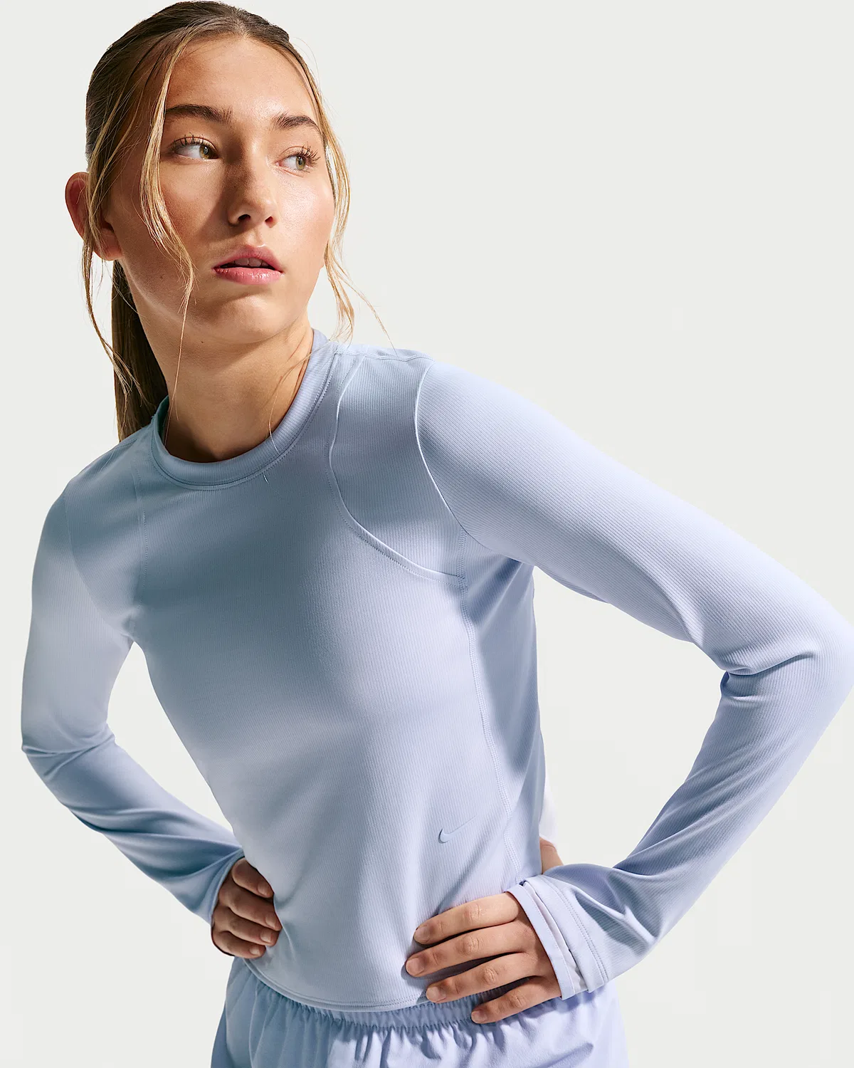Детская футболка Nike MAVN Dri-FIT Ribbed с длинным рукавом, Ghost/Ghost/Ghost
