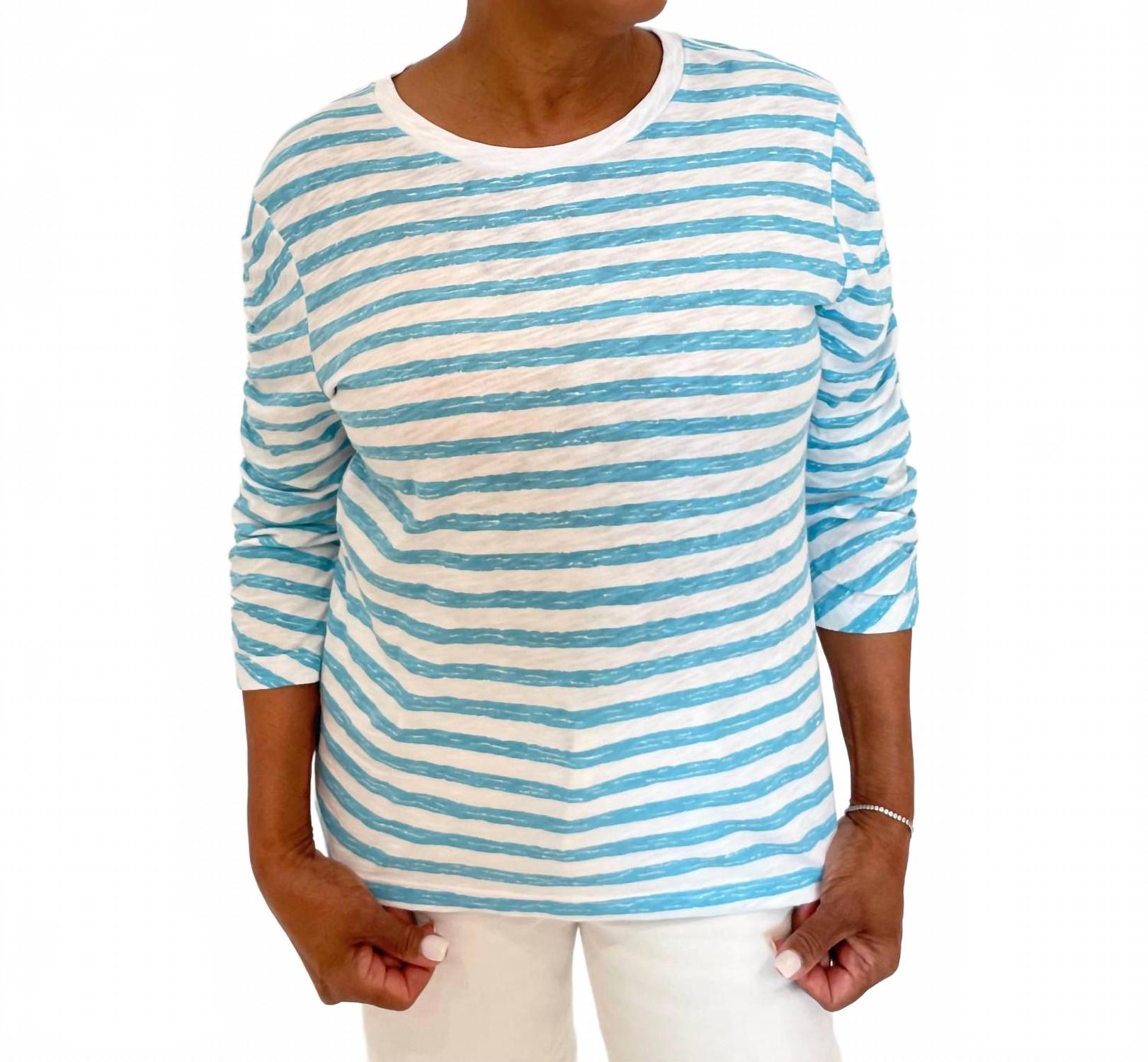 

Бирюзовая/белая футболка с присборенными рукавами Elliott Lauren