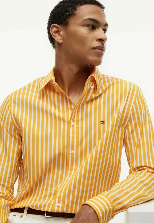 Рубашка Tommy Hilfiger Flex poplin seasonal stripe sht seasonal pattern shirt, оранжевая полоска — фото 4
