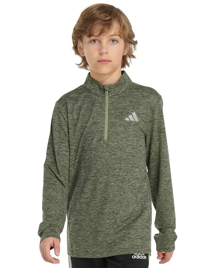 

Спортивный пуловер Big Boys с четвертью молнией Adidas, зеленый