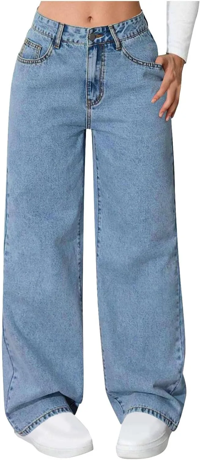 

Прямые джинсы для женщин High Waisted Wide Leg