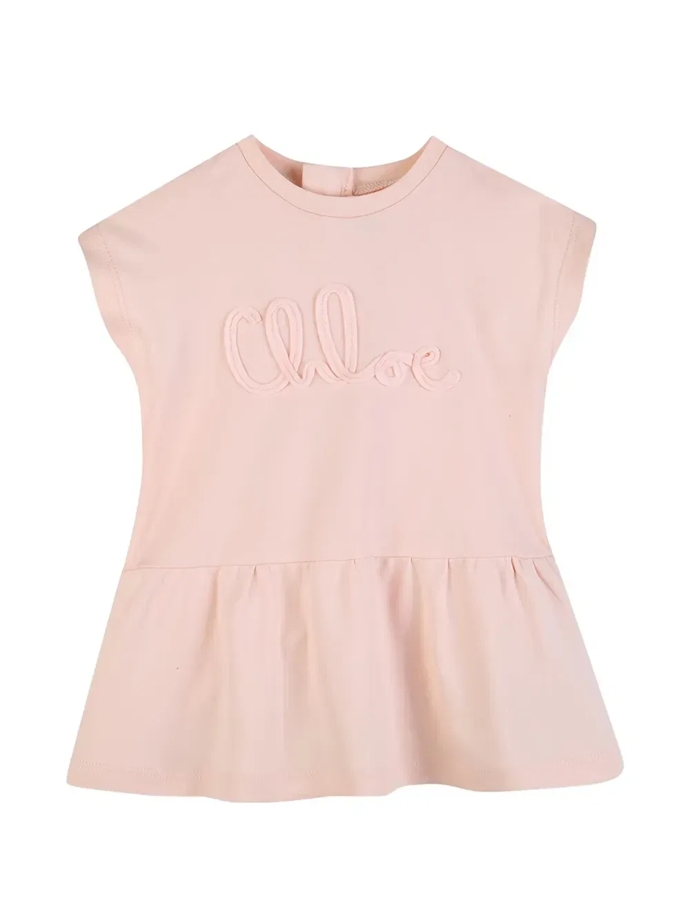 Платье с рюшами и вышивкой логотипа Chloé Kids, розовый