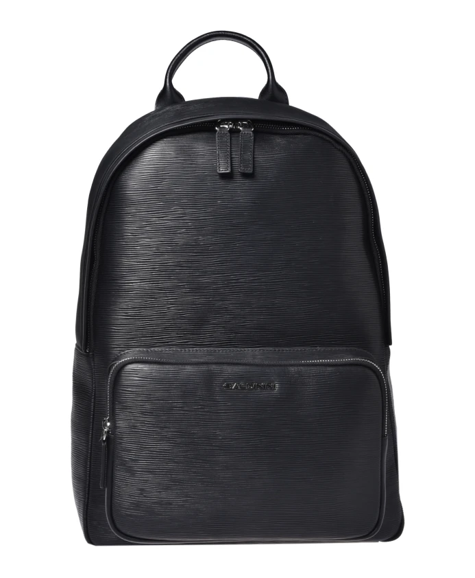 

Черный кожаный рюкзак с принтом Baldinini, черный