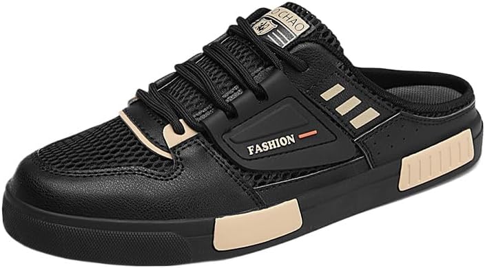 

Мужские стильные шлепанцы с вырезами - удобная подошва из нескользящей резины, вентилируемый дышащий дизайн для повседневного комфорта - идеальная обувь для модников Fmshi, черный