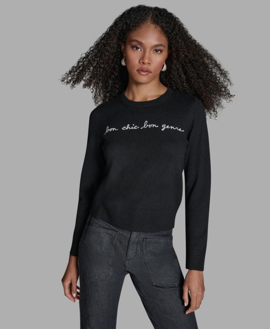 

Женский свитер с длинными рукавами в стиле Bon Chic Genre BCBG, Black