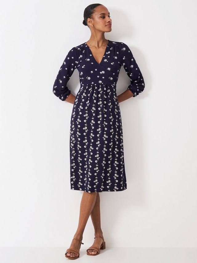 

Платье Edith с цветочным принтом и запахом Crew Clothing, Navy Blue