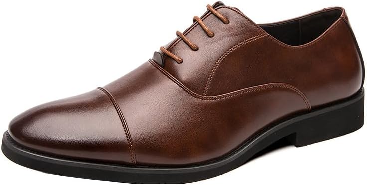 

Мужские классические оксфорды Santimon с цельной отделкой, закрытым носком, повседневные и деловые кожаные туфли для офиса, коричневый