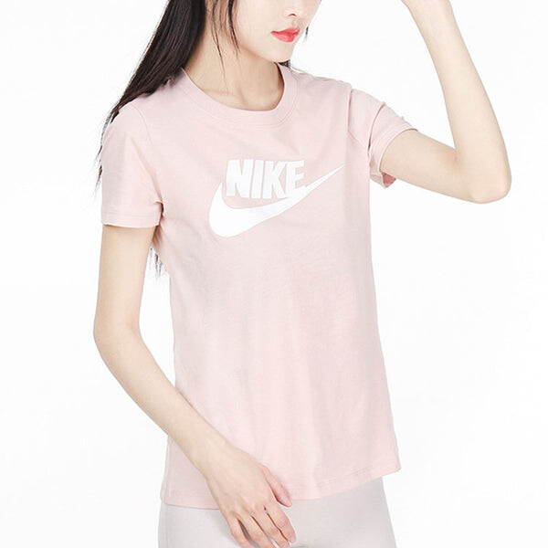 Футболка (WMNS) Nike AS W Nike Sportswear Tee ESSNTL ICON FUTUR PINK OXFORD, розовый — фото 4
