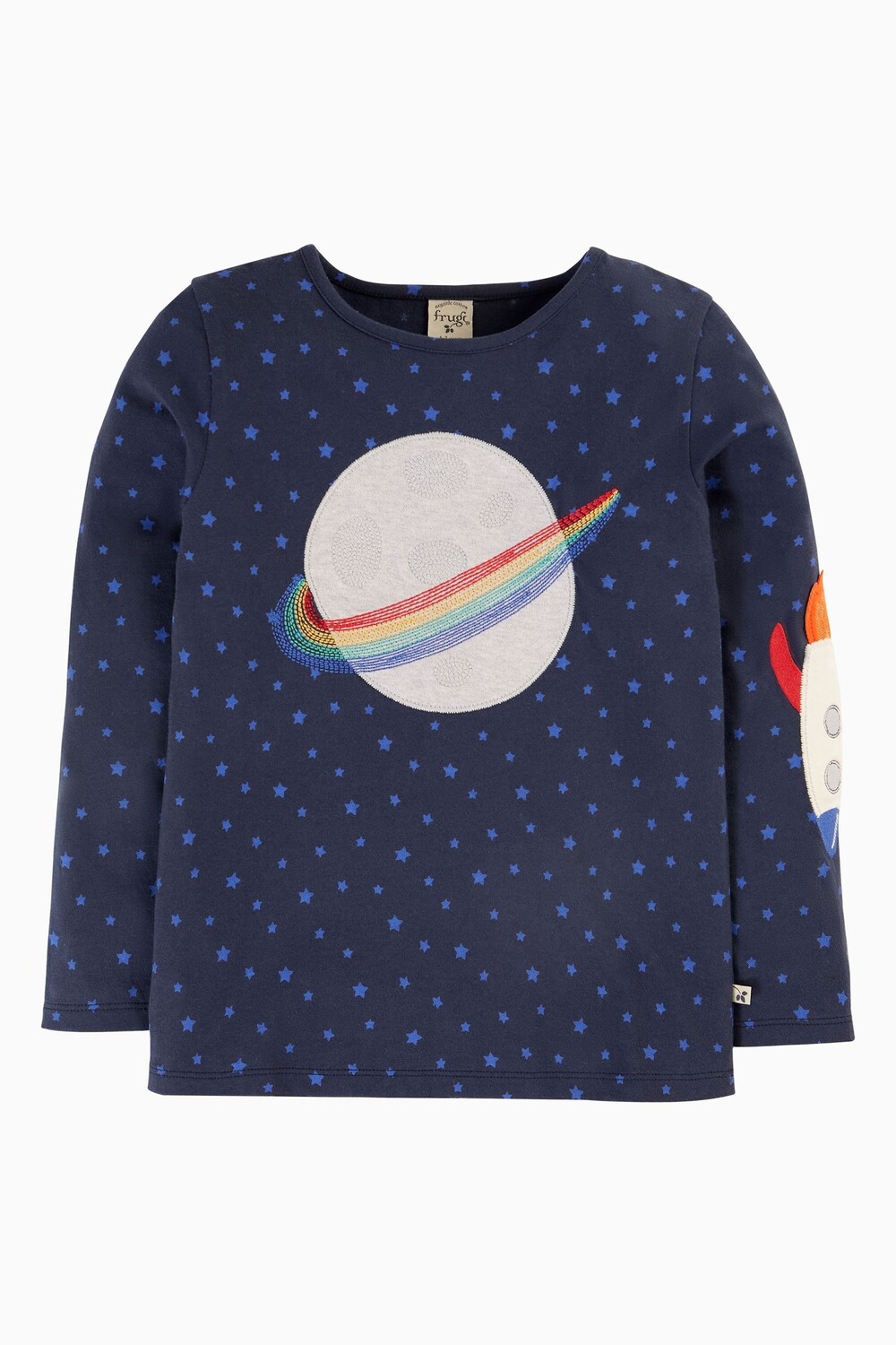 

Топ с аппликацией в виде космоса Frugi, синий