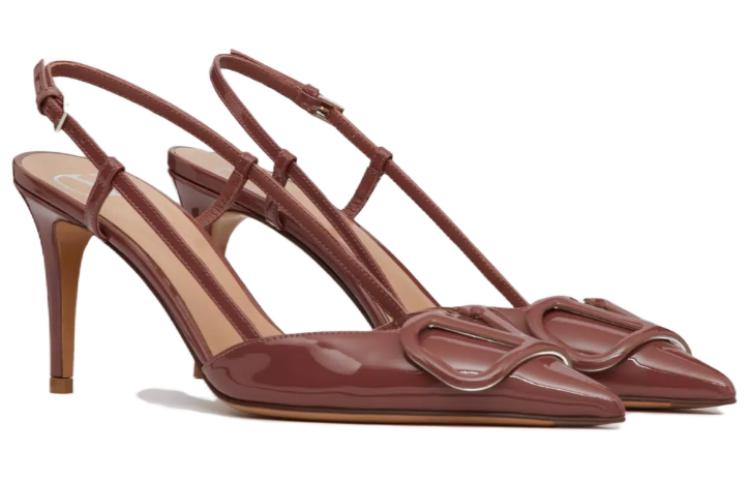 Туфли Garavani VLogo Signature с пяткой на пятке 80 мм Valentino, коричневый — фото 4