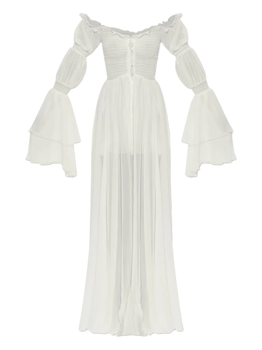 

Платье с оборками Blumarine, белый