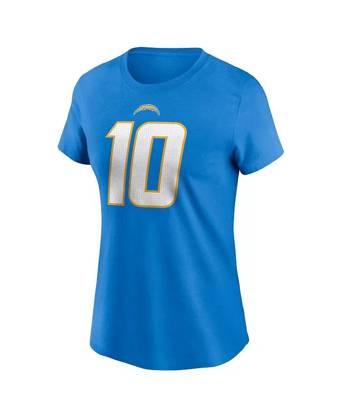Женская футболка Джастина Герберта Powder Blue Los Angeles Chargers с именем и номером игрока Nike — фото 3