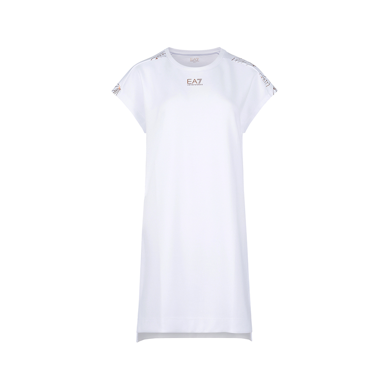EMPORIO ARMANI EA7 Short Sleeved Dress Women's White — фото 3