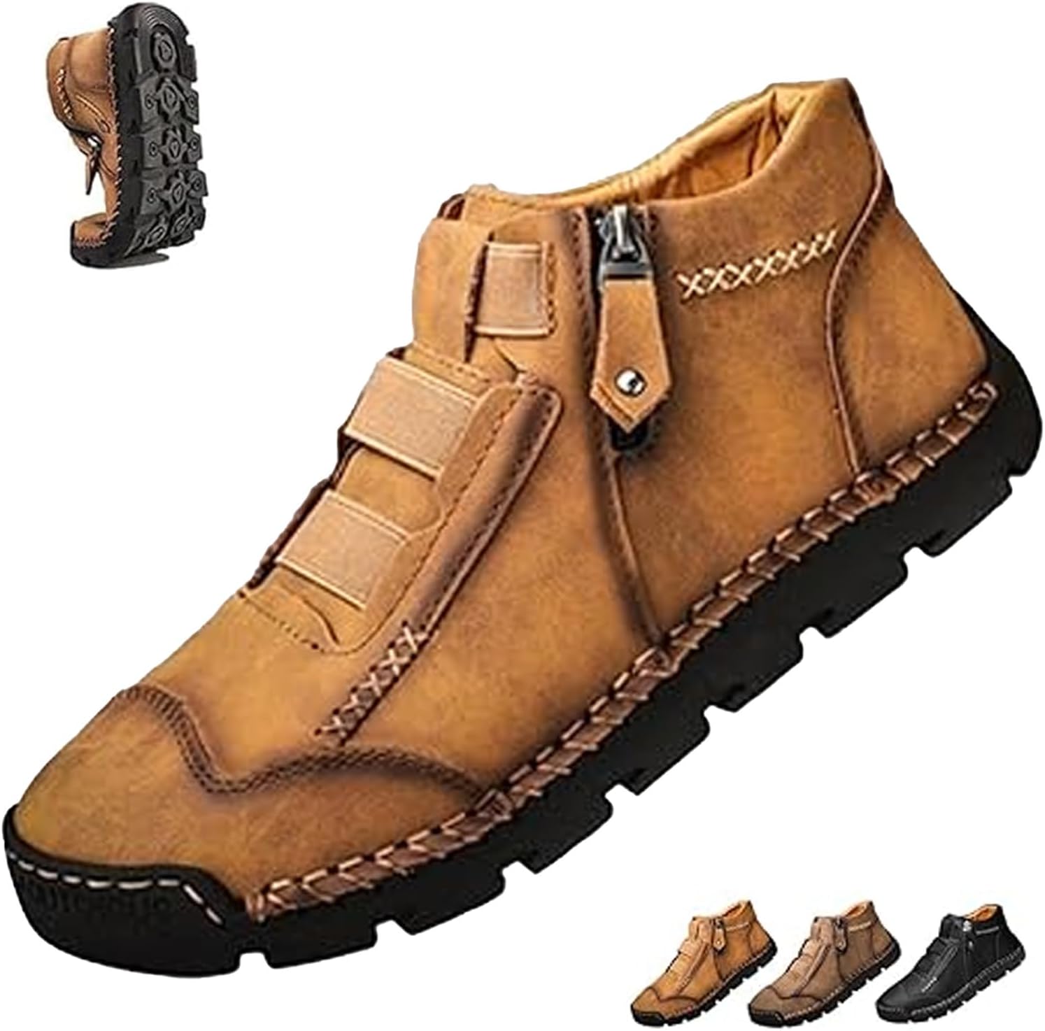 

Мужские ортопедические лоферы, водонепроницаемые прогулочные туфли из натуральной кожи, модные ортопедические лоферы с противоскользящей подошвой Ghtrhsb, коричневый