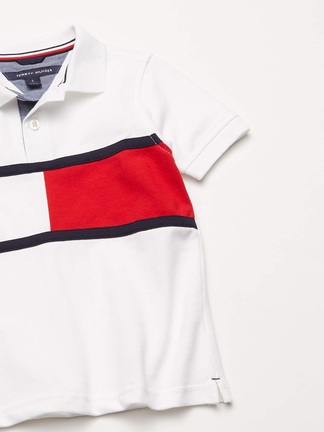 Рубашка-поло Tommy Hilfiger для мальчиков с коротким рукавом, застежка на пуговицы, мягкая и удобная., Gary White — фото 2