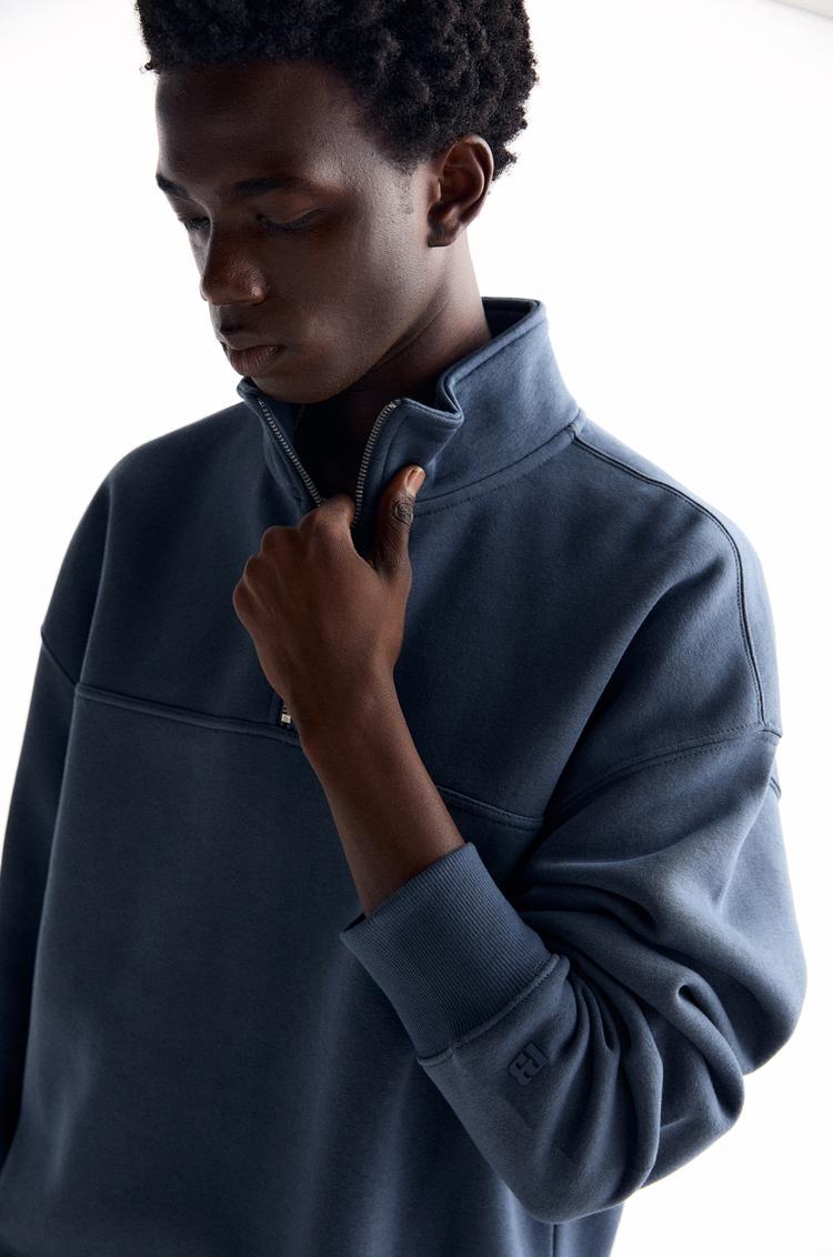 

Толстовка с воротником на молнии Pull And Bear, синий