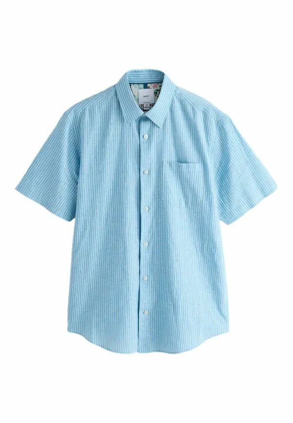 Рубашка с коротким рукавом в полоску стандартного кроя Next, Light Blue