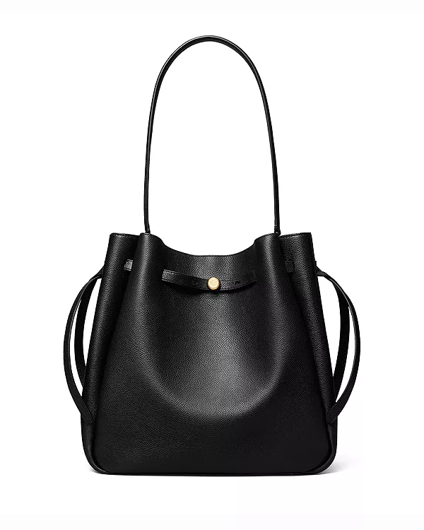 

Большая кожаная сумка-ведро Romy Tory Burch, черный