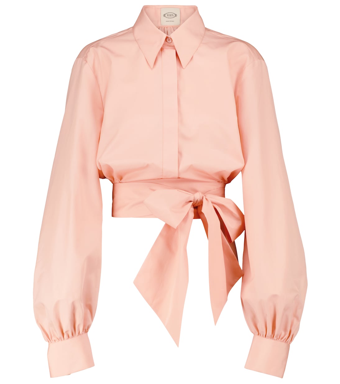 

Укороченная хлопковая рубашка с длинными рукавами Tod's, розовый