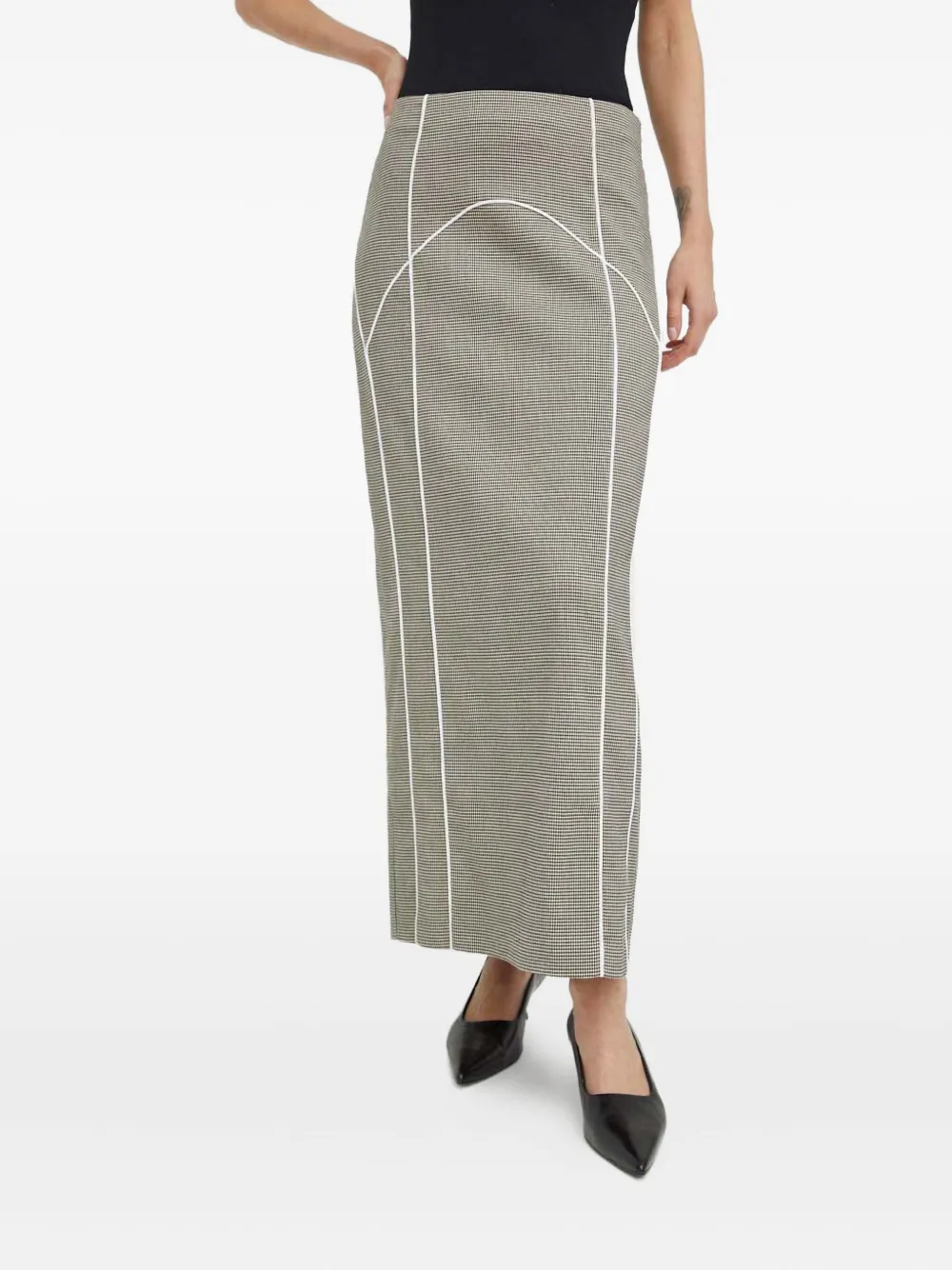 

Юбка с вставками из ткани в «гусиную лапку» Gestuz, серый