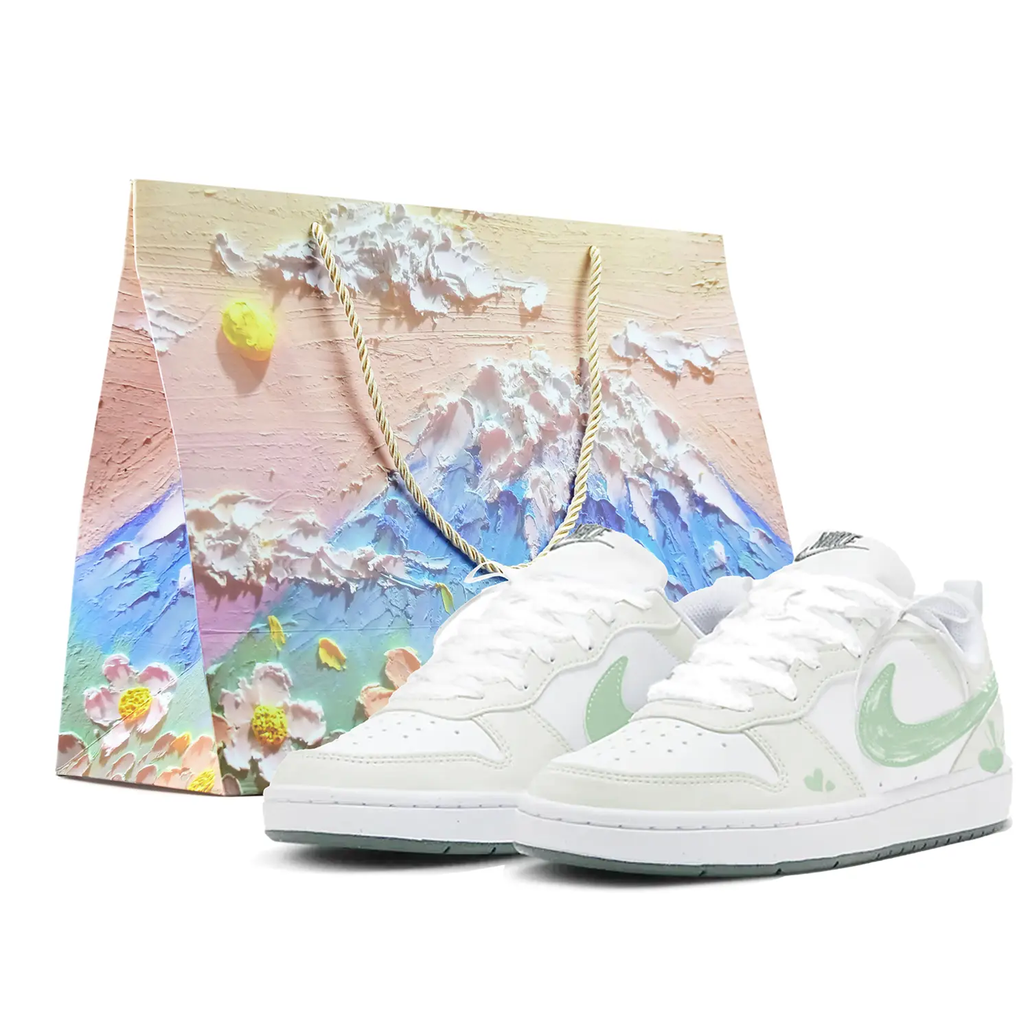 

Детские скейтерские кроссовки Court Borough для младших школьников Nike, белый/зеленый