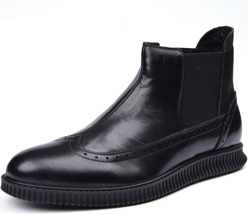 

Мужские ботинки-челси Rui на щиколотку, легкий уход, премиальная натуральная кожа, стиль с зацепом, простая обработка, однотонный цвет, дизайн Wingtip, круглый носок, подошва (Цвет: черный, Размер: 11 US) Rui Landed