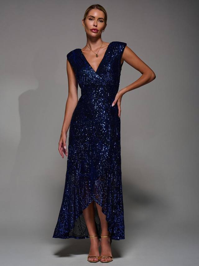 

Асимметричное платье с пайетками Jolie Moi, Black Royal Blue