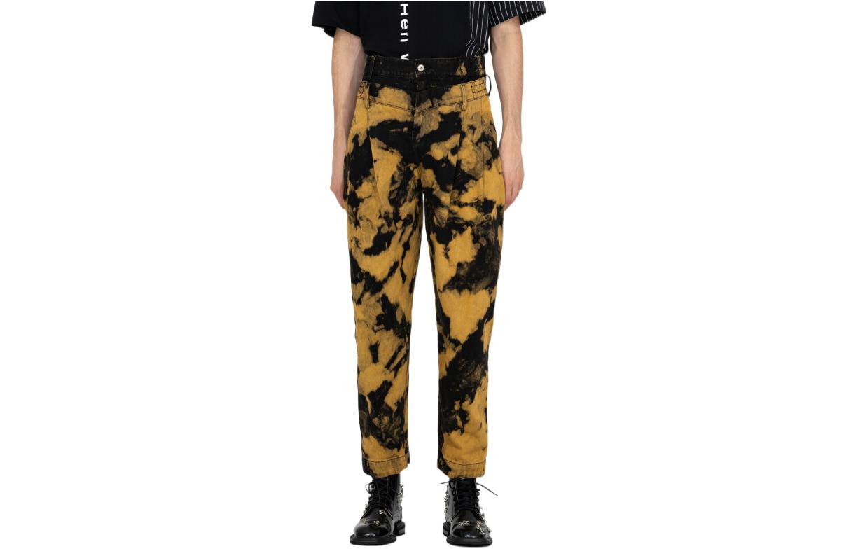 

Тай-дай джинсы с двойной талией суженные Feng Chen Wang, желтый