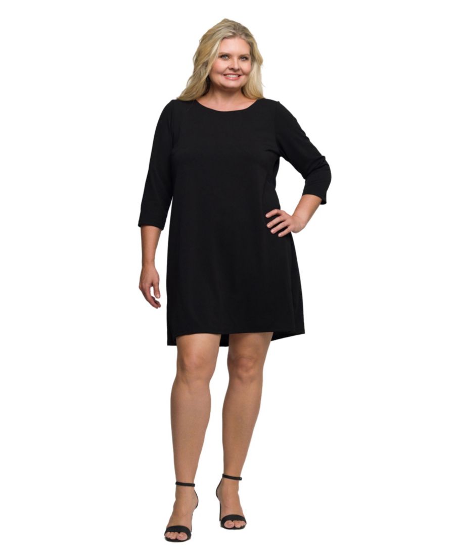 

Платье большого размера с рукавами три четверти, А-силуэта, длиной до колена 24seven Comfort Apparel, Black
