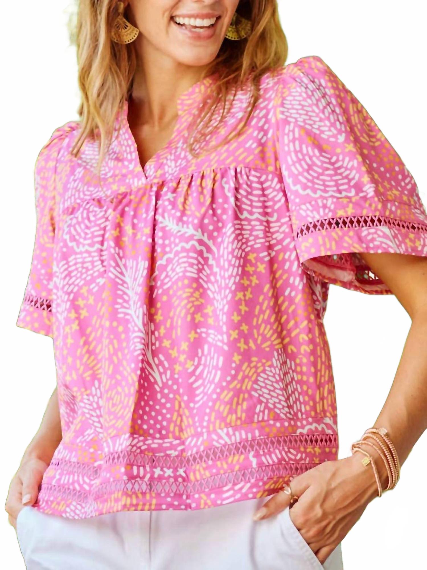 

Топ с короткими рукавами Jasmine цвета розовой мозаики Mango Mary Square