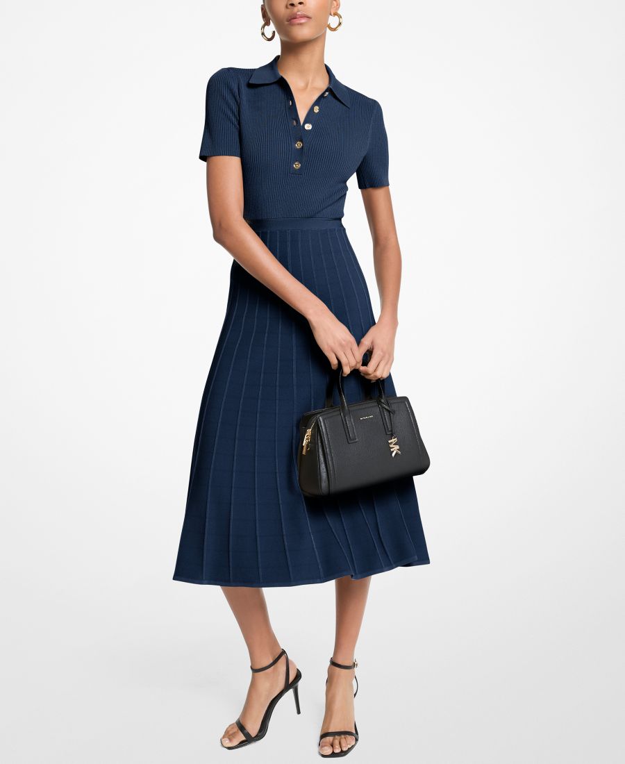 

Женское миди-платье с короткими рукавами и воротником-поло Michael Kors, Midnight Blue