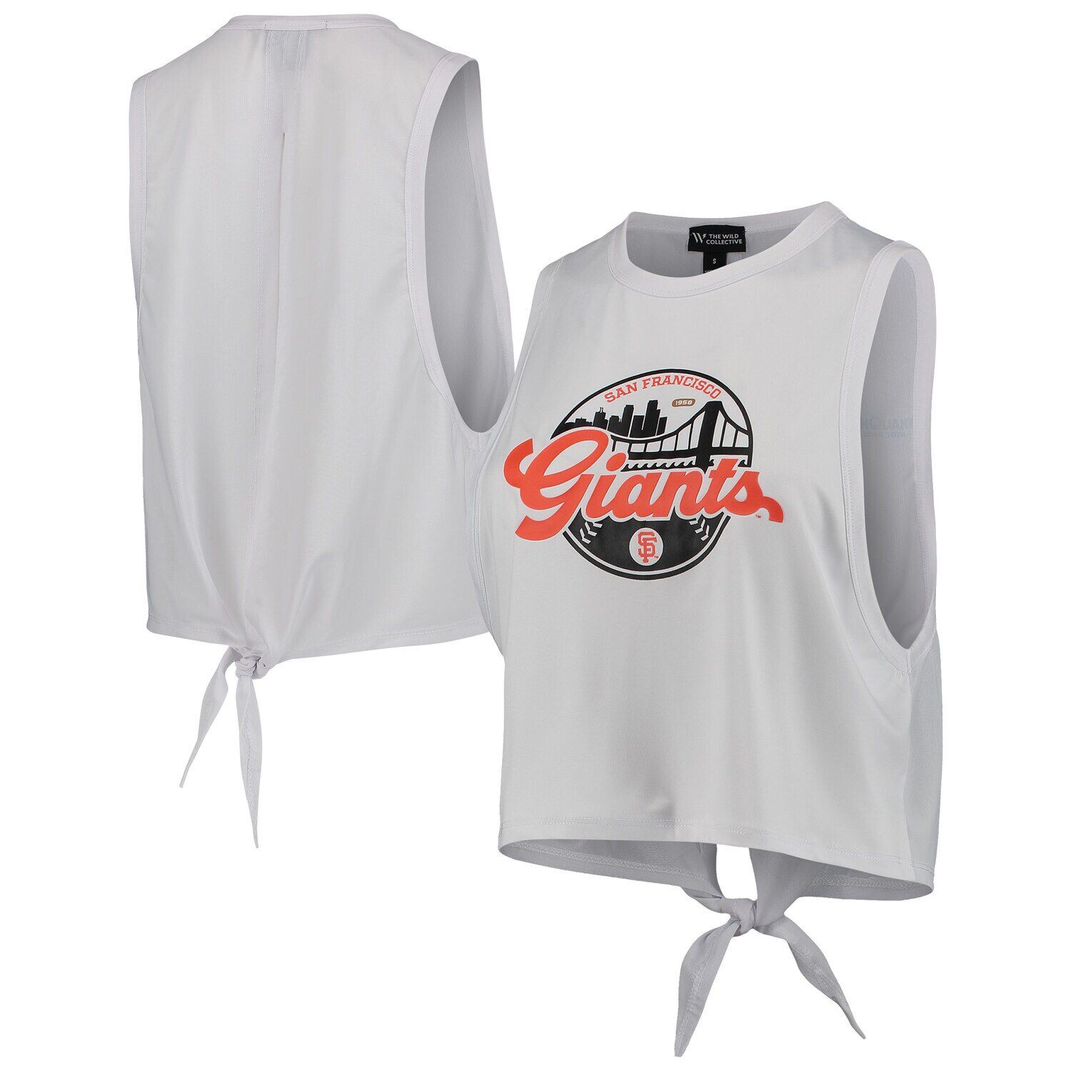 

Женская белая майка с открытой спиной и завязками The Wild Collective San Francisco Giants, Белый, Женская белая майка с открытой спиной и завязками The Wild Collective San Francisco Giants